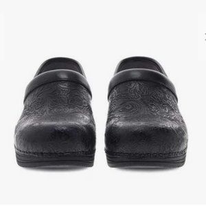 Dansko Clogs: LT Pro Black Floral Tooled